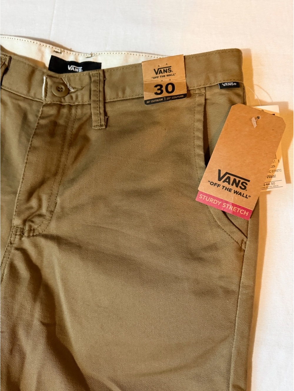 Vans Men's Sturdy Stretch Khaki Chino Shorts Size 30